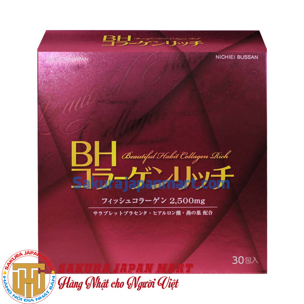 Bột uống Collagen Nichiei Bussan Beautiful Habit Rich 30 gói (Nội địa Nhật Bản)